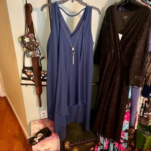 3 FOR $30: Flowy, sleeveless chiffon midi dress with attached necklace